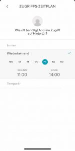 Yale Access App: Zeitpläne